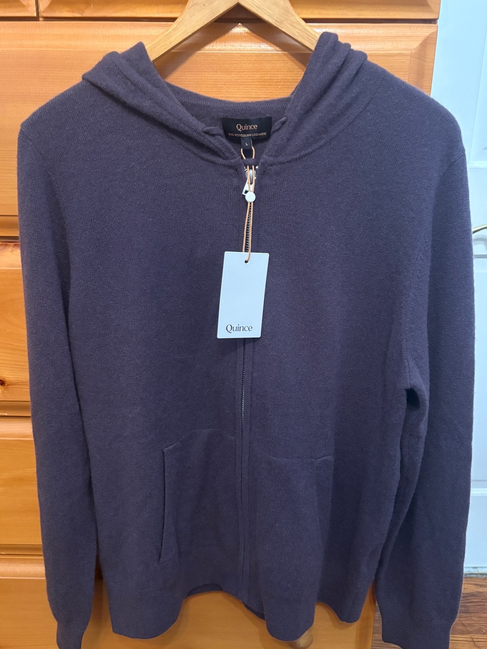 Quince Mongolian Cashmere Full Zip Hoodie- Deep Orchid Purple - NWT.  Large
